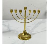 Lembeauty Hanukkah Menorah | Hanukkah Menorah avec 7/9 Branches | Porte-Bougies du Temple De Jérusalem | Menorah en Métal Doré pour La Cérémonie De Hanouka Et Le Dîner Aux Chandelles