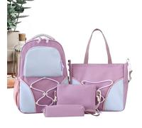Lembeauty Sac D'école - 4 Pièces Sacs Messager,Grand Sac Capacité avec Trousse Crayon pour Fournitures Scolaire Université Cours Quotidien Adolescents Courses W nd