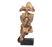 LEMCC Le Silence Est Une Statue Dorée Statue de Penseur Figurine d'art Abstrait Doré Sculptures en Résine de Maison Moderne pour Bibliothèque de Bureau Familial
