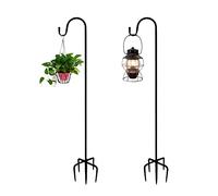 LEMCC Lot de 2 crochets de berger avec support de base 200 cm très résistants pour suspendre les mangeoires à oiseaux, lanternes, paniers de plantes, décoration de mariage, Noir, 200cm/78.7inch