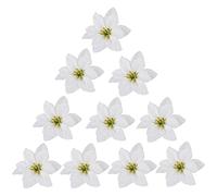 LEMCC Lot de 30 poinsettia de Noël artificielles blanches de 9,9 cm pour sapin de Noël doré