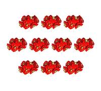 LEMCC Lot de 60 poinsettias de Noël artificielles en soie rouge avec tiges courtes pour décoration de Noël