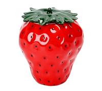 LEMCC Pot en Forme de Fraise avec Couvercle, Boîte en Forme de Fraise, Pot à Biscuits aux Fraises en Céramique, Stockage D'épices de Cuisine, Pot en Porcelaine, Boîte de Bonbons pour Thé,(Rouge)
