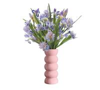 LEMCC Vase à Bulles, Vase en Céramique Blanche, Grand Vase à Fleurs, Vase Cylindrique Rond Moderne, Vase Ondulé à Fleurs Séchées, Vases Décoratifs Multicolores pour Salon, Chambre à(Rose-L)