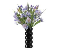 LEMCC Vase à Bulles, Vase en Céramique Blanche, Grand Vase à Fleurs, Vase Cylindrique Rond Moderne, Vase Ondulé à Fleurs Séchées, Vases Décoratifs Multicolores pour Salon, Chambre à(Noir-S)