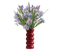LEMCC Vase à Bulles, Vase en Céramique Blanche, Grand Vase à Fleurs, Vase Cylindrique Rond Moderne, Vase Ondulé à Fleurs Séchées, Vases Décoratifs Multicolores pour Salon, Chambre à(Rouge-S)
