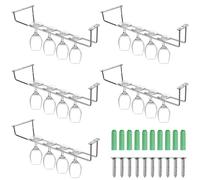 Lemecima Lot de 5 supports à verres à vin en acier inoxydable, 35,6 cm à suspendre pour bar, armoire de cuisine
