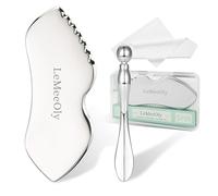 LeMeeOly GuaSha Outils faciaux en acier inoxydable Gua Sha pour le visage et le cou, outil de massage du visage Guasha en métal, cadeau de soins de la peau