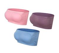 Lemef Bandeau sans Couture Soutien-Gorge sans Bretelles Top Tube Extensible avec Coussinets Amovibles pour Femmes