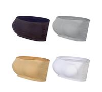 Lemef Soutien-Gorge Bandeau sans Bretelles pour Femme avec Coussinets Amovibles, Noir, Blanc, Chair et Gris (Non rembourré), M