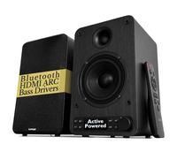 LEMEGA Core X1 Paire d'enceintes de bibliothèque actives 40 W avec streaming Bluetooth, haut-parleurs HDMI ARC pour TV, entrées optiques/USB/AUX/RCA, écran LED, contrôle des basses et des aigus