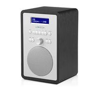 LEMEGA CR2 + Radio numérique Dab/Dab+/FM, boîte en Bois,Double Alarme et Horloge, Veille/répétition,20 Stations préréglées,Casque de Musique,Adaptateur Secteur - Noir Finition Chêne