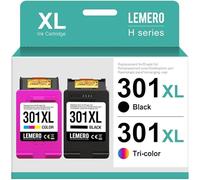 LEMERO 301XL Encre Compatibles pour Cartouche HP 301 XL Noir et Couleur pour HP Envy 5530 4503 4507 5532 5536 Deskjet 2540 1051 1055 3054 Officejet 2620 2624 4630(Noir/Couleur,2-Pack)