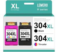 LEMERO 304XL Encre Compatibles pour Cartouche HP 304 XL d'encre Noir et Couleur pour HP DeskJet 3760 3762 3750 3733 2630 Envy 5030 5010 5032 5020(Noir/Couleur,2-Pack)