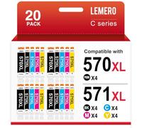 LEMERO 570XL 571XL Cartouches compatibles pour Canon 570 571 XL Multipack PGI-570 CLI-571 pour Canon Pixma TS5050 TS6050 MG5750 MG6852 MG5753 MG7750 MG5751 TS8050 TS9050(20er-Pack)