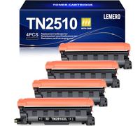 Lemero TN2510 TN2510XL Lot de 4 toners compatibles avec Brother MFC-l2827dw HL-L2400DWE MFC-L2800DW MFC-L2835DW MFC-L2860DW HL-L2445DW DCP-L2660DW DCP-L2627DW HL-L2400DW Noir avec puce