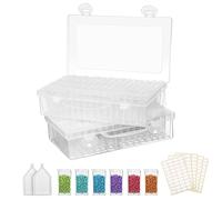 LEMESO Kit Accessoires Diamond Painting - 2 Boîtes de Rangement avec 64 Compartiments pour Perles Mosaïque - Organisateur Transparent pour Créations DIY
