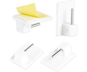 LEMESO Lot de 20 Crochets Adhésifs pour Tringle à Rideaux - 2.8 x 1.9 x 1.1 cm - Blanc