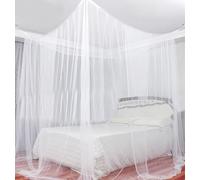 LEMESO Moustiquaire Lit Double 2 Places 220x200x200 cm, Gran Moustiquaire Anti-Moustique avec Kit d'Installation Complet Crochets, Vis, Cordon