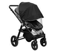 LEMESO Moustiquaire Poussette Universelle avec Pare-Soleil Intégré - Protection Anti-Moustiques et UV pour Enfants, avec Fermeture Éclair (Noir)