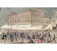 L'émeute Astor Place le 10 mai 1849 devant l'opéra Astor Place maintenant démoli New York USA. Alimenté par la rivalité entre les acteurs shakespeariens américains Edwin Forrest et l'anglais William