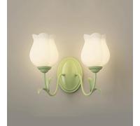 Lémière Murale à LED, Fleur d'applications pour Les Enfants Chambre Green Mur Murce with Grosted Glass Indoor Murd Murd Lampe for Girl Bedroom Living Salle Porch Hallway/Tulip