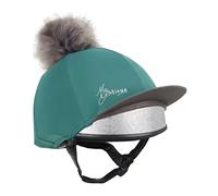 Lemieux Bonnet d'équitation en Soie avec Pompon en Forme de Paon avec Tissu Extensible dans Les 4 Sens Assorti aux Couches de Base et Tapis de Selle - Taille Unique