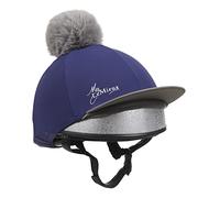 Lemieux Bonnet d'équitation en Soie Bleu Encre avec Tissu Extensible dans Les 4 Sens Assorti avec Couches de Base et Tapis de Selle - Taille Unique