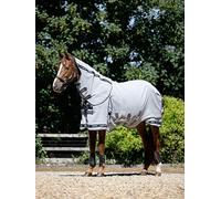 LeMieux Kudos Gladiator Couverture anti-mouches - Col amovible - Drap de pluie pour cheval - Gris - 182,9 cm