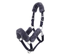 Lemieux Licol Confortable pour Chevaux - Bleu Marine/Gris - Doublure en Polaire Douce - Réglable et Durable - Poney