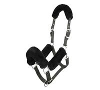 Lemieux Licol Confortable pour Chevaux - Noir/Gris - Doublure en Polaire Douce - Réglable et Durable - Full