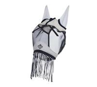 LeMieux Masque anti-mouches à franges - Oreilles en micro-maille - Maille noire - Fente Forelock - Bleu marine - XS