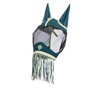 LeMieux Masque anti-mouches à franges - Oreilles en micro-maille - Maille noire - Fente Forelock - Jungle - Taille L