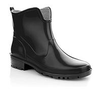Lemigo Bottes en Caoutchouc Cheville Pour Femmes Bottes de Pluie Courtes Elke (Noir avec semelle noire, Système Taille Chaussures EU, Adulte, Numérique, Moyen, 41)