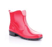Lemigo Bottes en Caoutchouc Cheville Pour Femmes Bottes de Pluie Courtes Elke (Rouge, Système Taille Chaussures EU, Adulte, Numérique, Moyen, 37)