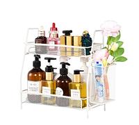 LEMIKKLE Organiseur de comptoir pour comptoir de salle de bain, organiseurs et rangement de salle de bain, organisateur d'étagères à épices pour comptoir de cuisine avec petit panier (blanc)