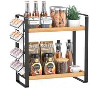 LEMIKKLE Organiseur de Station de Café pour Comptoir, Étagère en Bois à 2 Niveaux pour Accessoires de Café, Cuisine, Maison, Bureau, Marron