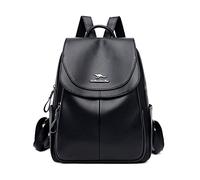 LEMITA Femmes Sacs à dos en cuir Vintage Sac à bandoulière féminin Grande capacité Sac à dos de voyage Sacs d’école pour filles, Noir, 26 * 12 * 30CM