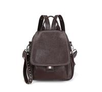 LEMITA Sac à dos, sac pour femme en cuir véritable, sac à dos à rabat antivol en cuir de vachette, sac de voyage en cuir souple, marron
