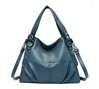 LEMITA Sac À Main Pour Femme En Pu Sac Pour Femmes Cousu Éventail Européen Et Américain Sac Simple Grand Sac, Bleu