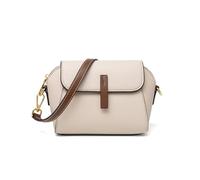 LEMITA Sac en cuir pour femme, sac à bandoulière, petit sac carré en peau de vache, ecru