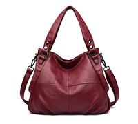 LEMITA Sac Pour Femme En Cuir Véritable Sac De Mère De Dame D’Âge Moyen Et Âgé Grande Capacité Un Sac À Main Croisé À L’Épaule Sac En Cuir Souple En Peau De Mouton, Rouge