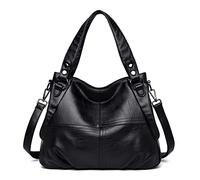 LEMITA Sac Pour Femme En Cuir Véritable Sac De Mère De Dame D’Âge Moyen Et De Vieillesse Grande Capacité Un Sac À Main Croisé À L’Épaule Sac En Cuir Souple En Peau De Mouton, Noir