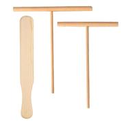 LEMLIN 3 Pcs Spatule Crepe en Bois de HêTre, Forme en T Spatule A Crepe Rake Crepe Spreader, Ensemble Retourneur de CrêPes et Etaleur de Pâte pour Crêpes, Crêpes, Jambon Palais