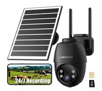 LEMNOI 24H/24 Enregistrement 4G LTE Caméra de Surveillance Solaire Extérieure sans Wi-FI, SIM Intégrée, PTZ à 360° avec Auivi de Mouvement, Vision Nocturne 2K, Audio Bidirectionnel, Etanchéité IP66