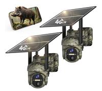 LEMNOI 4G Caméra de Chasse Solaire Extérieure avec Carte SIM Intégré, Caméra Surveillance avec Détection de Mouvement, 2K Vision Nocturne, 360° Rotation, Audio Bidirectionnel, Etanche IP66 (2 Unités)