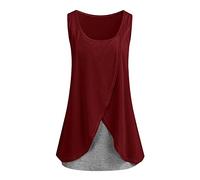 Lemoiitea Robe de maternité pour femmes enceintes col rond sans manches coutures haut d'allaitement femme grossesse allaitement chemisier pour l'été vêtements de mère vente, bordeaux, S
