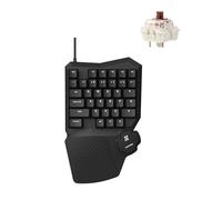 LEMOKEY X0 Clavier de jeu filaire à une main, 35 touches, rétroéclairé rouge, clavier QMK filaire rétroéclairé en silicone, touches brillantes à double tir avec interrupteur mécanique tactile marron