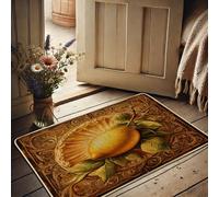 Lemon Art Paillasson jaune citron pour entrée extérieure et intérieure, décoration d'été, caoutchouc imperméable, antidérapant, absorbant la poussière, facile à nettoyer, 73,6 x 43,2 cm