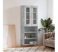 Lemon Buffet haut Armoire DE Cuisine - UU Vaisselier Gris béton 69,5x34x180 cm - bois d'ingénierie CCL78150231
